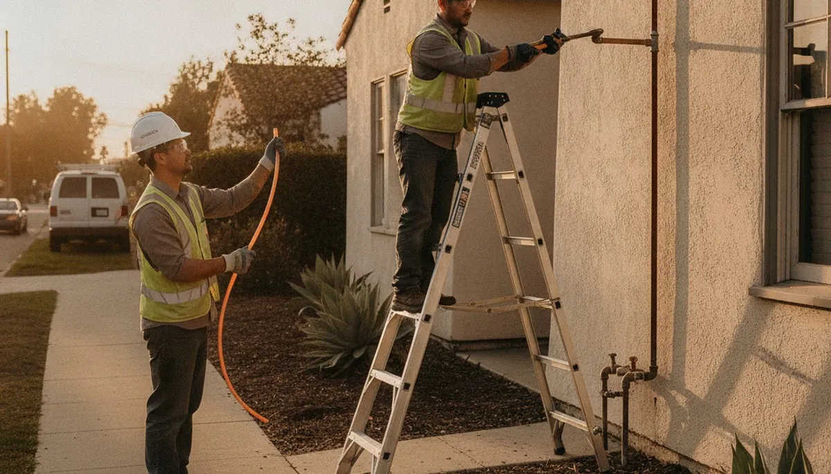 Fresno, CA plumber repairing a leak for residential plumbing service